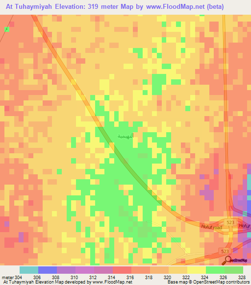 At Tuhaymiyah,Saudi Arabia Elevation Map