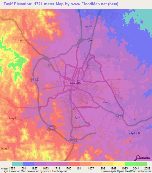 Tayif,Saudi Arabia Elevation Map
