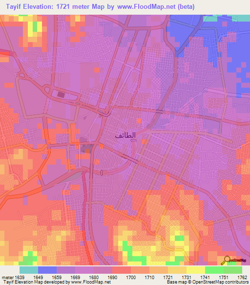 Tayif,Saudi Arabia Elevation Map