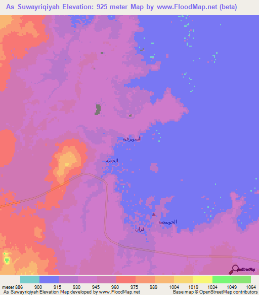 As Suwayriqiyah,Saudi Arabia Elevation Map