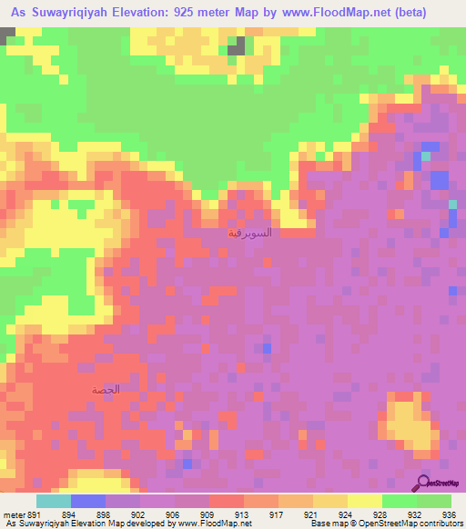 As Suwayriqiyah,Saudi Arabia Elevation Map