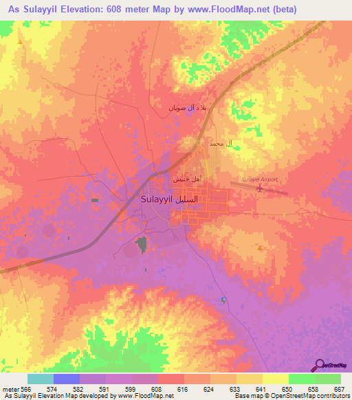 As Sulayyil,Saudi Arabia Elevation Map