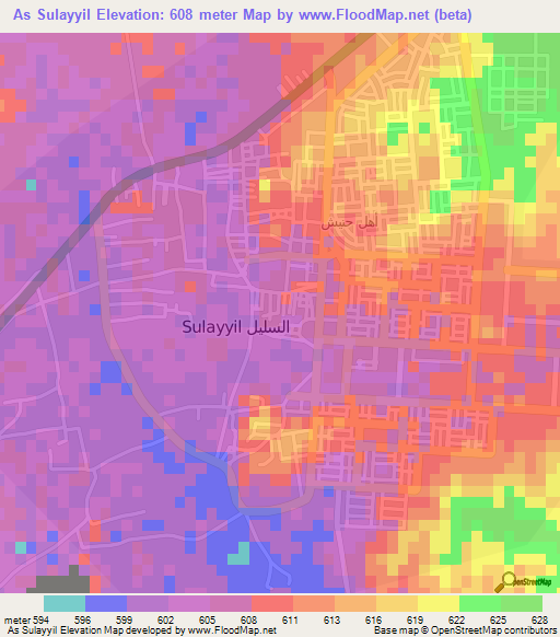 As Sulayyil,Saudi Arabia Elevation Map