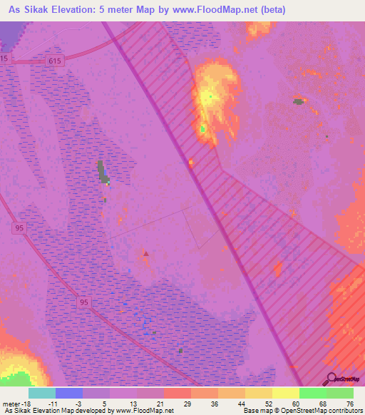 As Sikak,Saudi Arabia Elevation Map