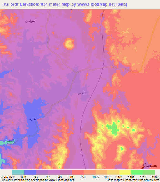 As Sidr,Saudi Arabia Elevation Map