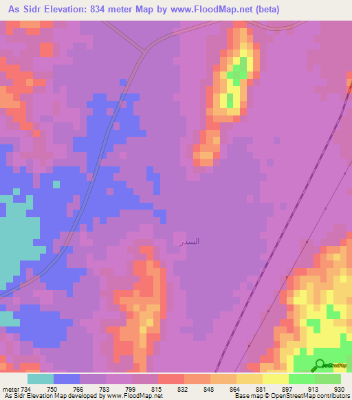 As Sidr,Saudi Arabia Elevation Map