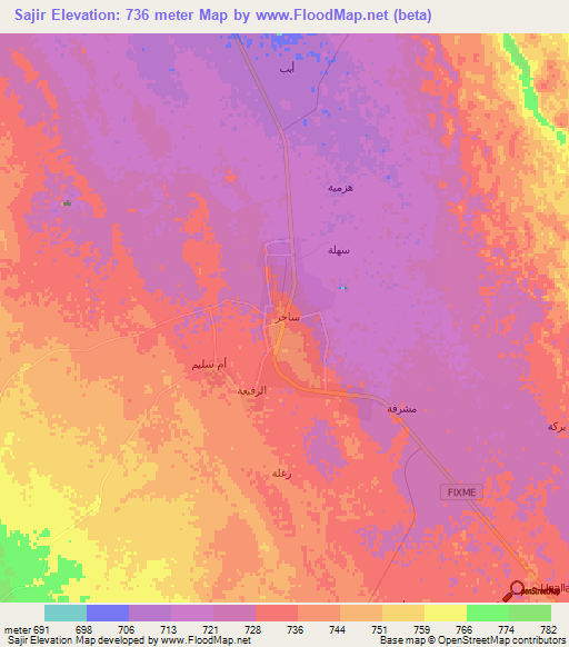 Sajir,Saudi Arabia Elevation Map