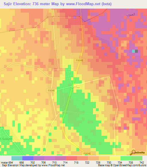 Sajir,Saudi Arabia Elevation Map