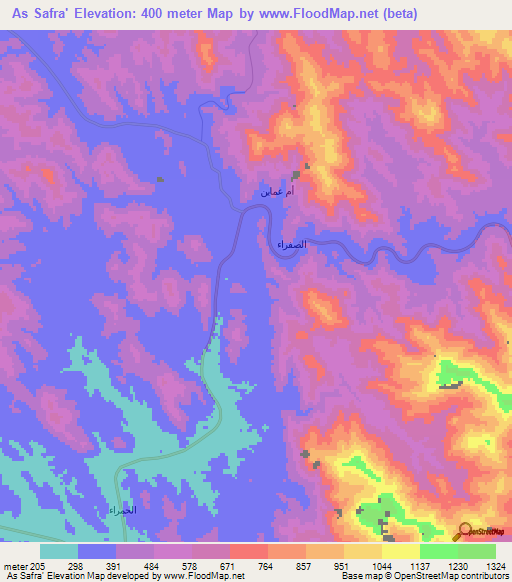 As Safra',Saudi Arabia Elevation Map