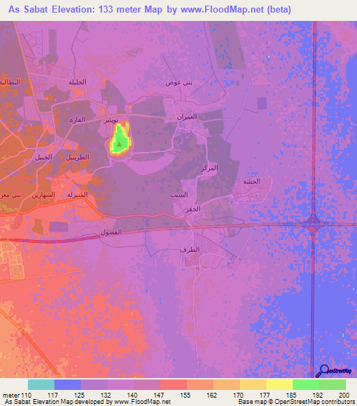 As Sabat,Saudi Arabia Elevation Map