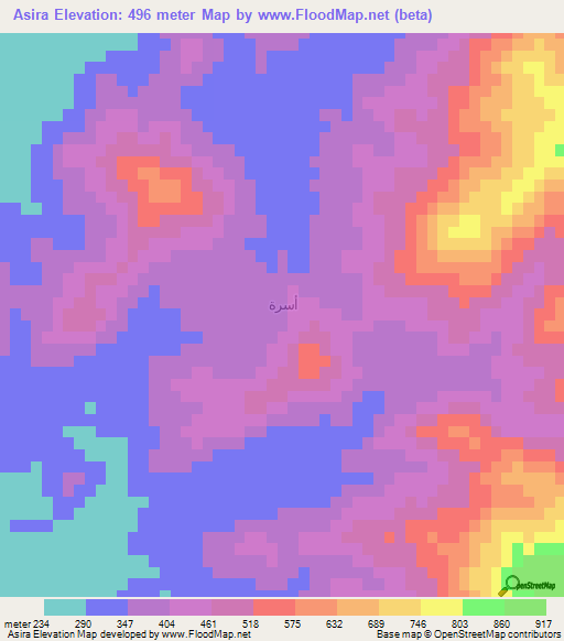 Asira,Saudi Arabia Elevation Map