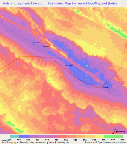 Ash Shurayhiyah,Saudi Arabia Elevation Map