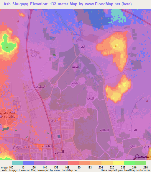 Ash Shuqayq,Saudi Arabia Elevation Map