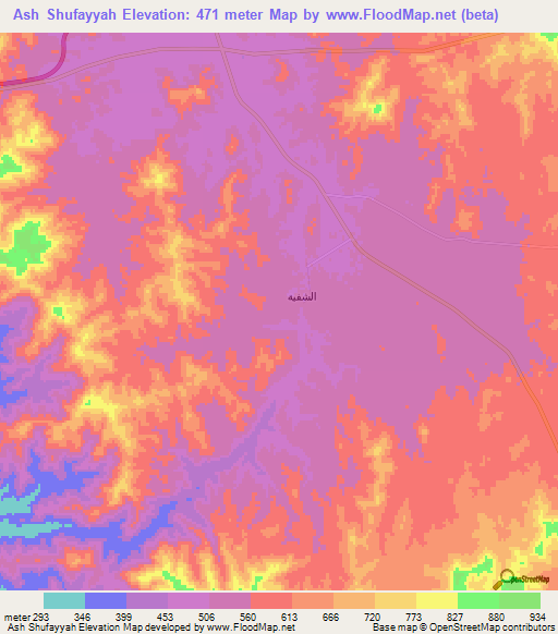 Ash Shufayyah,Saudi Arabia Elevation Map