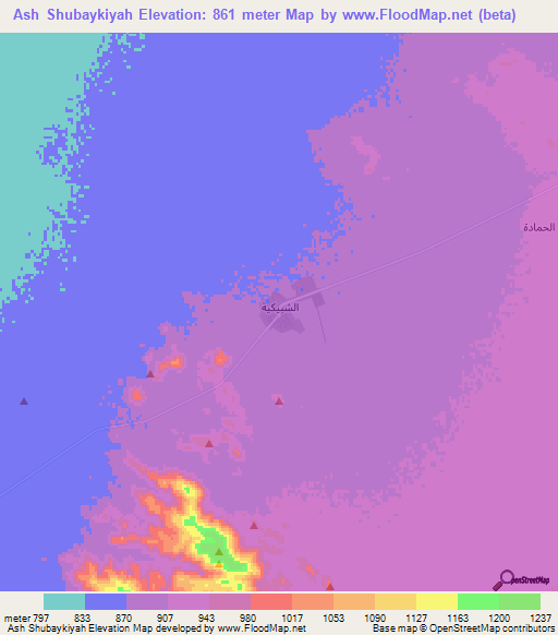 Ash Shubaykiyah,Saudi Arabia Elevation Map