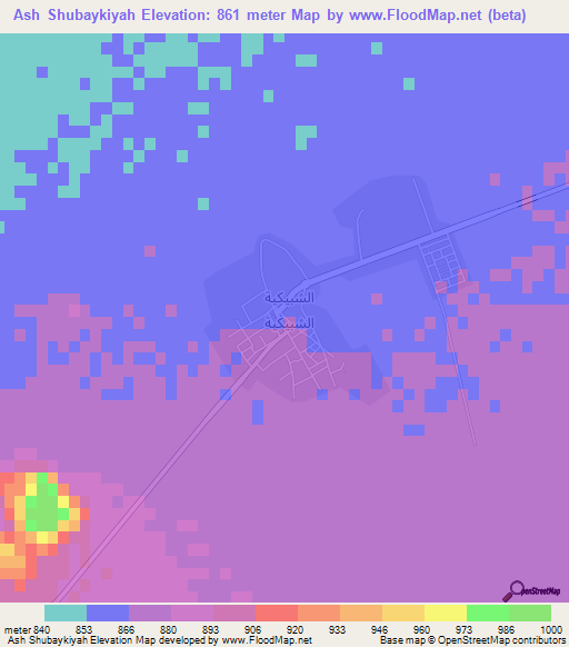 Ash Shubaykiyah,Saudi Arabia Elevation Map