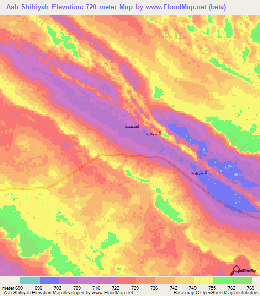 Ash Shihiyah,Saudi Arabia Elevation Map