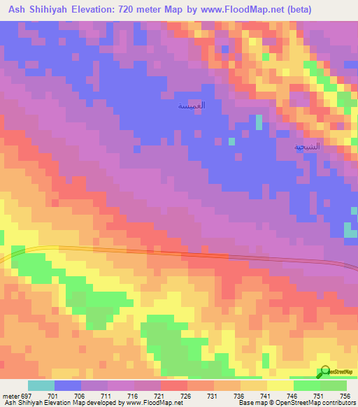 Ash Shihiyah,Saudi Arabia Elevation Map