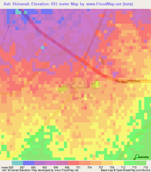 Ash Shinanah,Saudi Arabia Elevation Map