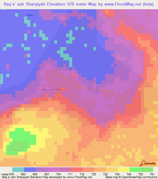 Baq`a' ash Sharqiyah,Saudi Arabia Elevation Map