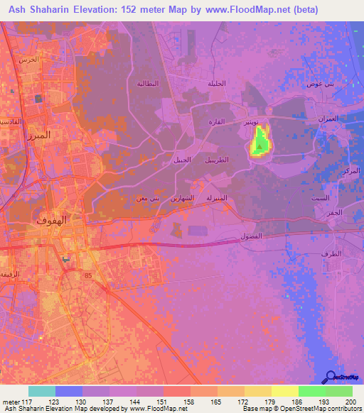 Ash Shaharin,Saudi Arabia Elevation Map