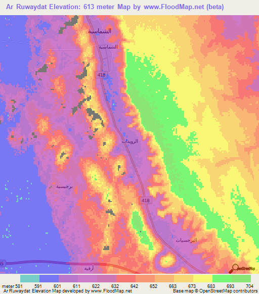 Ar Ruwaydat,Saudi Arabia Elevation Map