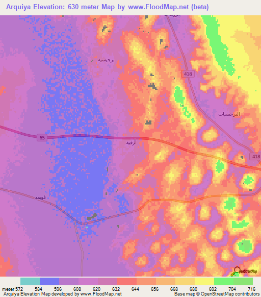 Arquiya,Saudi Arabia Elevation Map