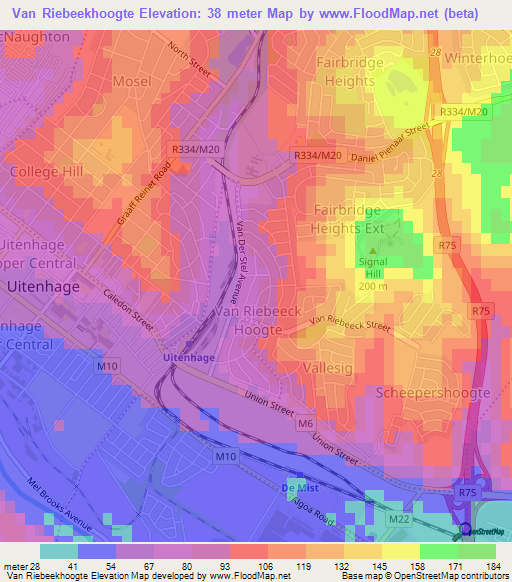 Van Riebeekhoogte,South Africa Elevation Map