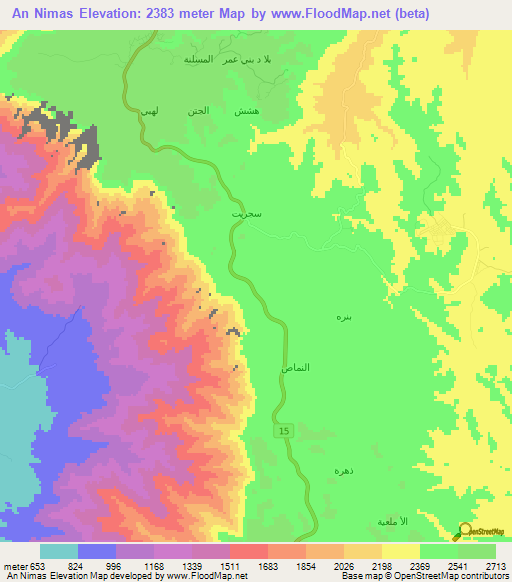 An Nimas,Saudi Arabia Elevation Map