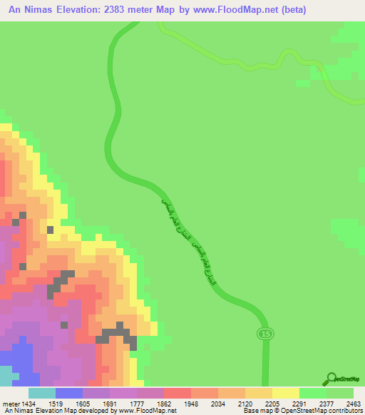 An Nimas,Saudi Arabia Elevation Map