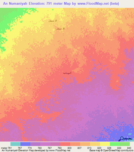 An Numaniyah,Saudi Arabia Elevation Map