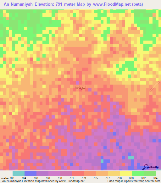 An Numaniyah,Saudi Arabia Elevation Map