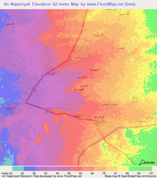 An Najamiyah,Saudi Arabia Elevation Map