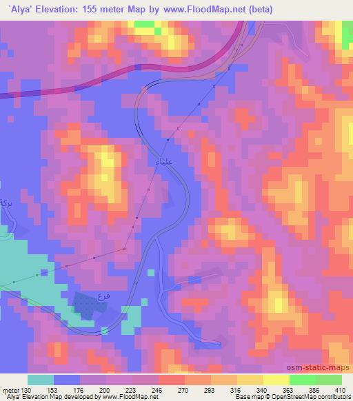 `Alya',Saudi Arabia Elevation Map