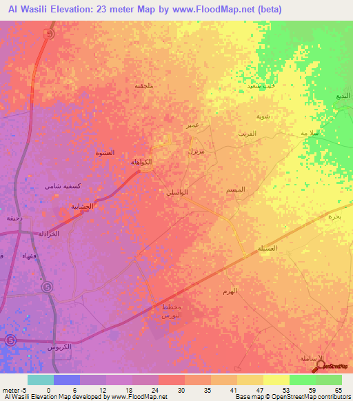 Al Wasili,Saudi Arabia Elevation Map