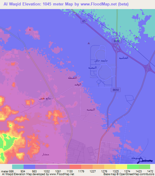 Al Waqid,Saudi Arabia Elevation Map