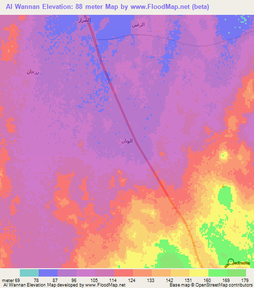 Al Wannan,Saudi Arabia Elevation Map