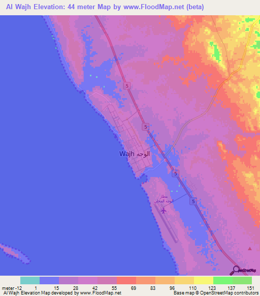 Al Wajh,Saudi Arabia Elevation Map