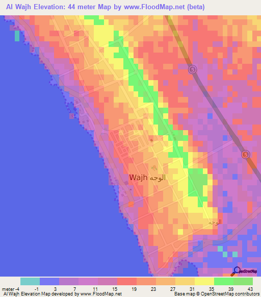 Al Wajh,Saudi Arabia Elevation Map