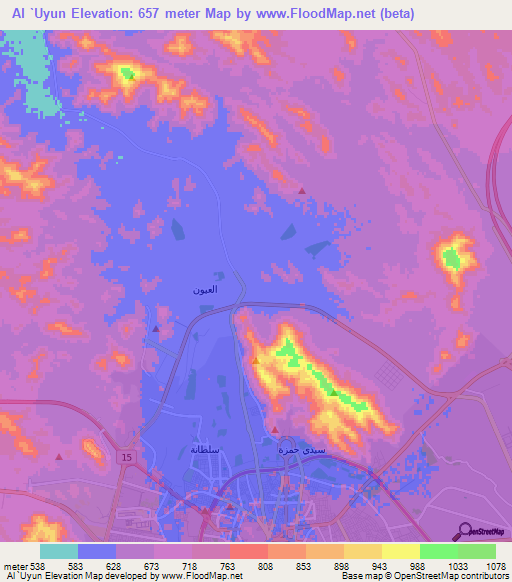 Al `Uyun,Saudi Arabia Elevation Map