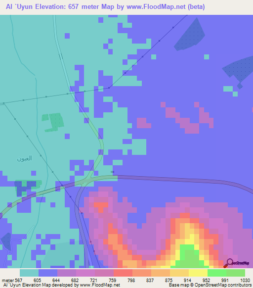 Al `Uyun,Saudi Arabia Elevation Map