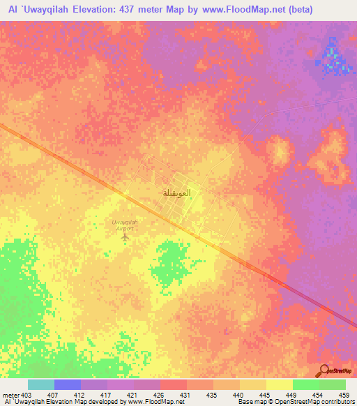 Al `Uwayqilah,Saudi Arabia Elevation Map