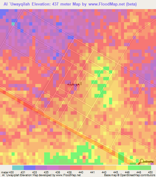 Al `Uwayqilah,Saudi Arabia Elevation Map