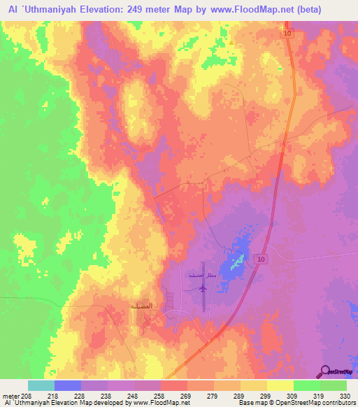 Al `Uthmaniyah,Saudi Arabia Elevation Map