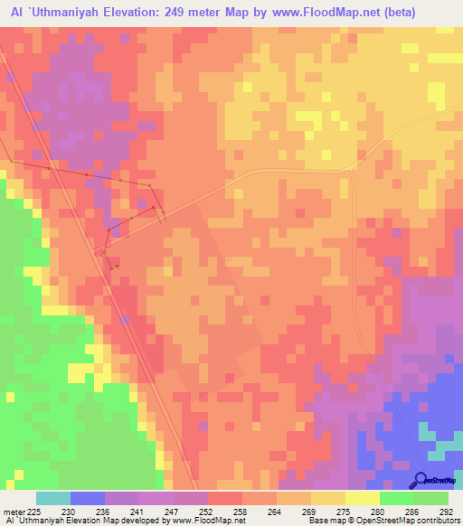 Al `Uthmaniyah,Saudi Arabia Elevation Map