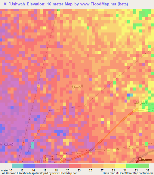 Al `Ushwah,Saudi Arabia Elevation Map