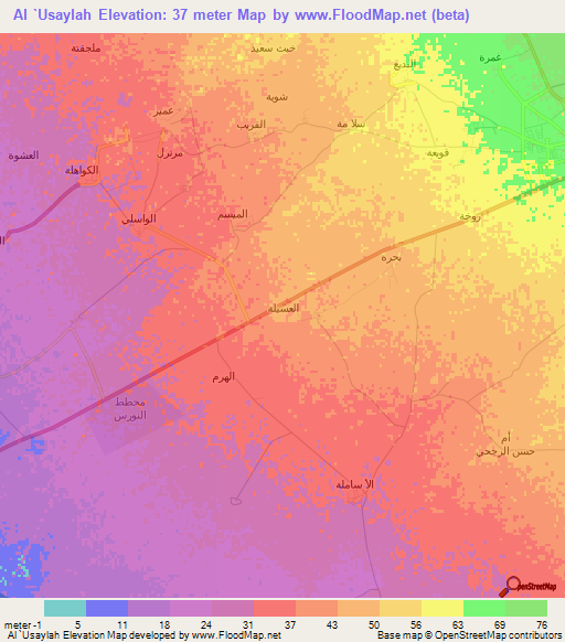 Al `Usaylah,Saudi Arabia Elevation Map