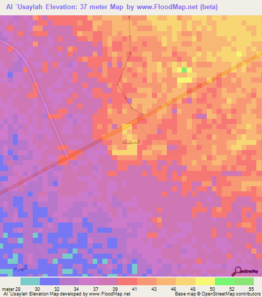 Al `Usaylah,Saudi Arabia Elevation Map