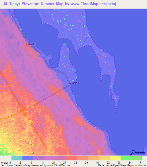 Al `Uqayr,Saudi Arabia Elevation Map