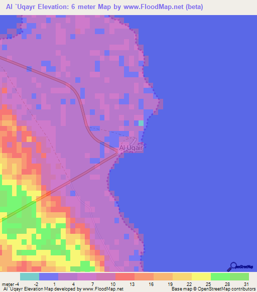 Al `Uqayr,Saudi Arabia Elevation Map